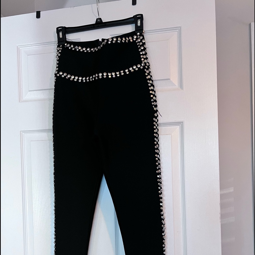 Skinny leg beaded pants